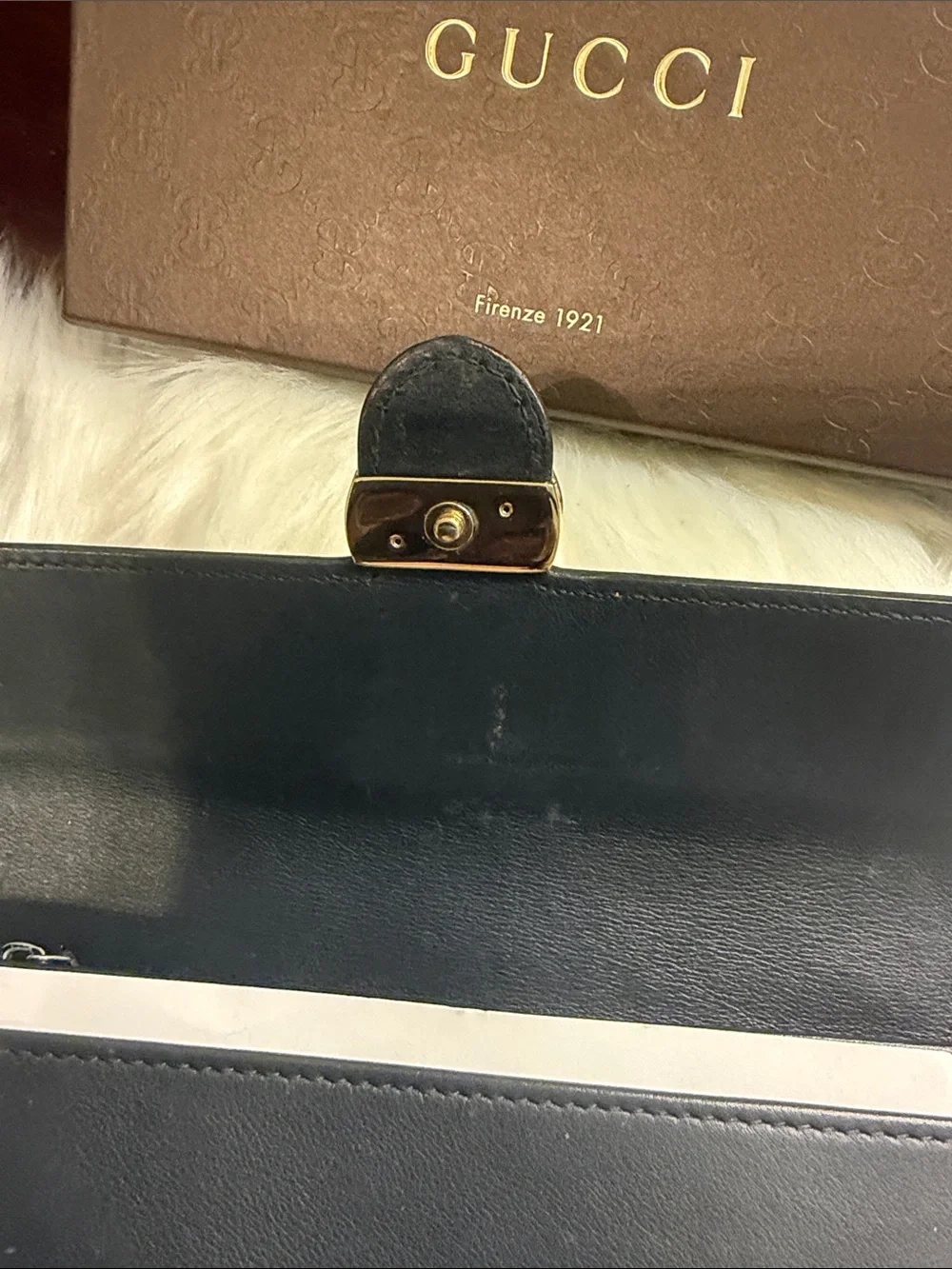 Gucci Black Leather Continental Wallet with Gold Double GG Emblem - Picture 8 of 12